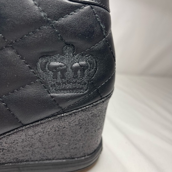 Juicy Couture Jordie Black Wedge Quilted Glitter Boots - Picture 3 of 5